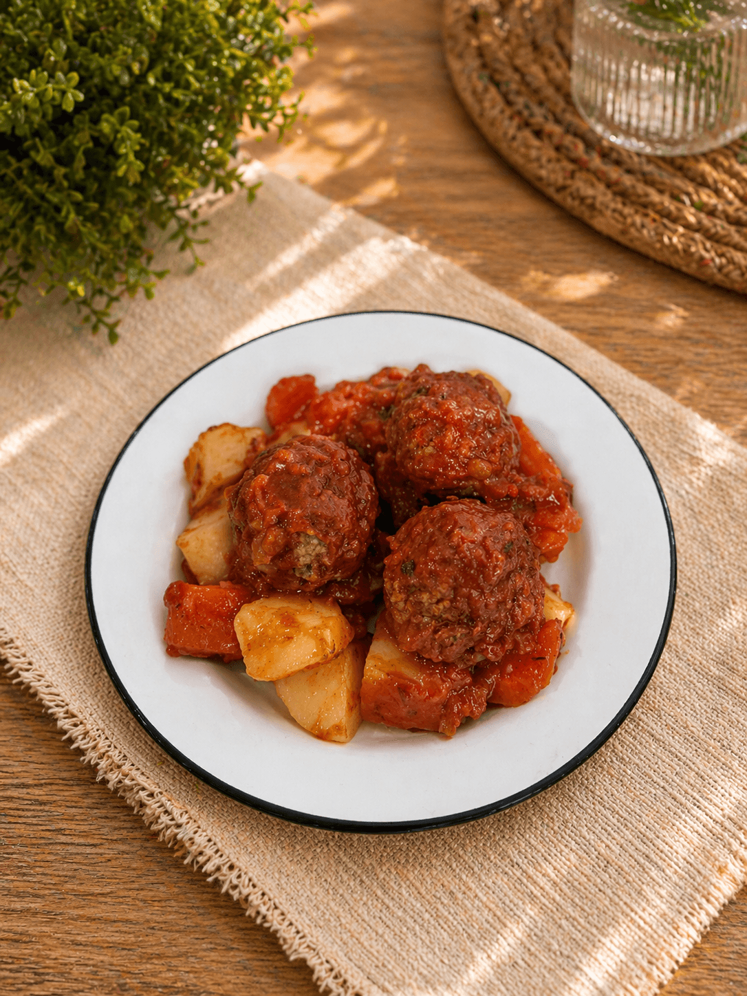 Albóndigas a la portuguesa con estofado de papas